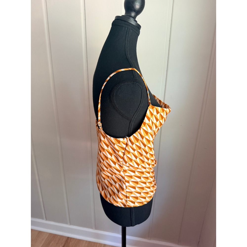 Milk & Honey Geometric Prism Cowl Neck Camisole Orange Tan XS - Picture 2 of 6